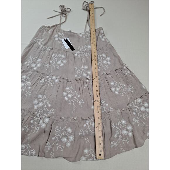 NWT Speechless Juniors' Large Tiered Shift Dress Mini Brown Embroidered - Picture 10 of 10